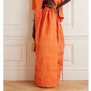 NWT Christopher Esber Crinkled Cloqué Maxi Wrap Skirt, Size 10